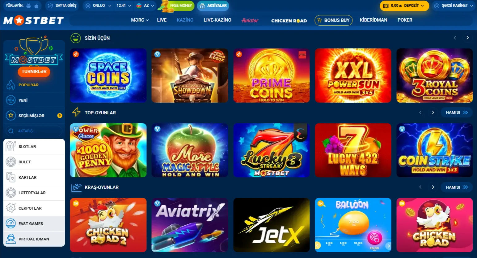 Mostbet kazino oyunları